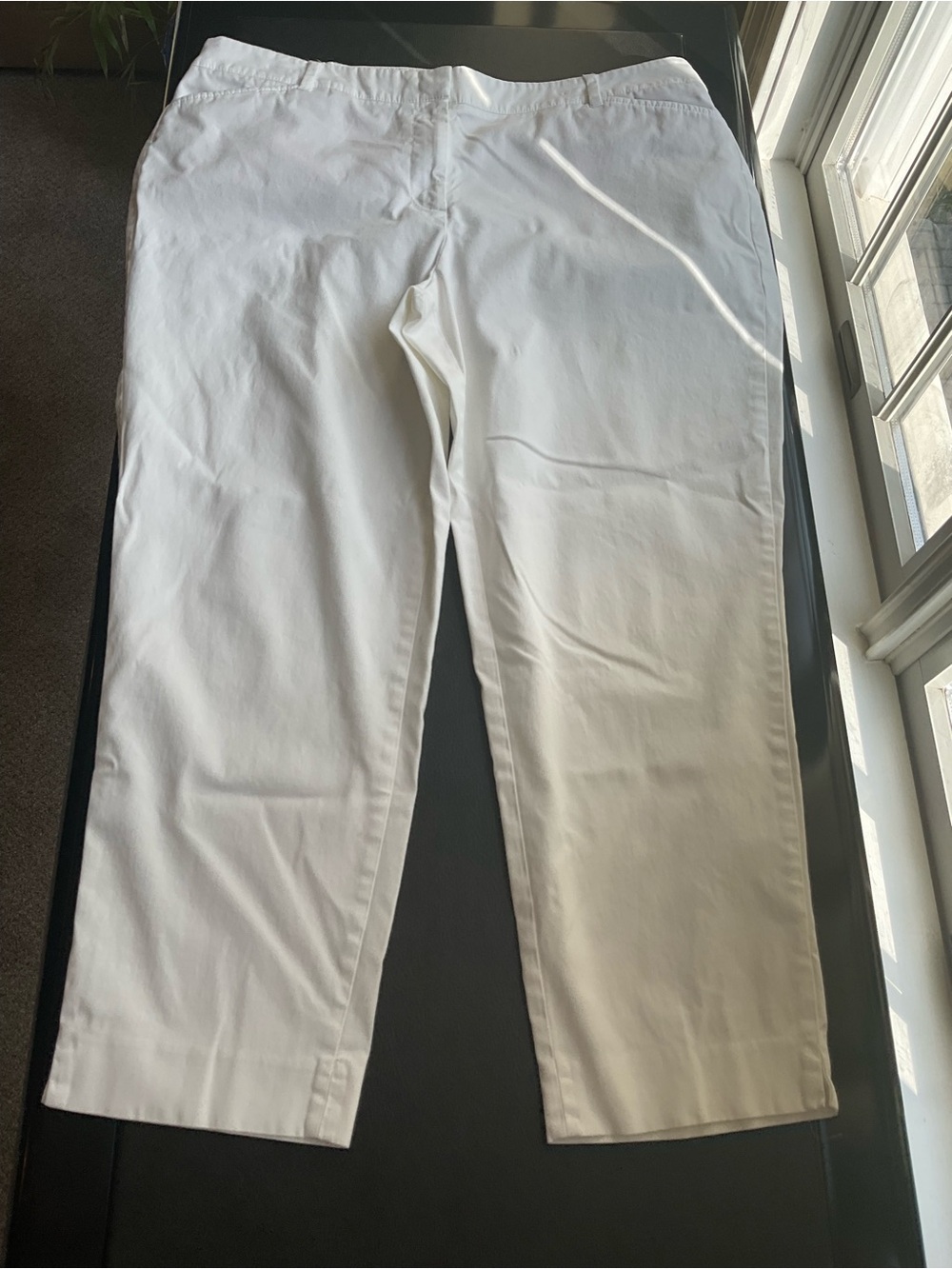 Talbots Womens 14W Perfect Crop Crisp White Straight-Leg Capris Elastic panels